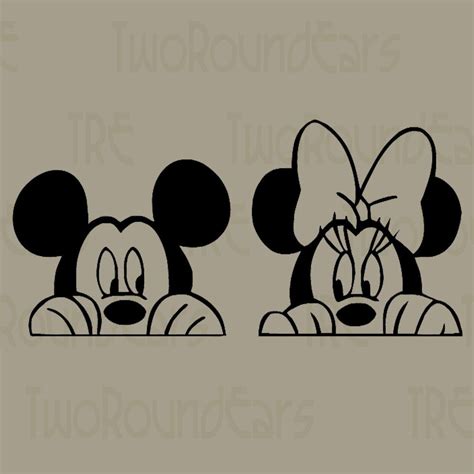 Peeking Mickey Minnie Vinyl Decal Minnie Mouse Set Mini Canvas Art