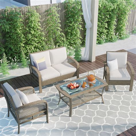 Uhomepro 4 Piece Outdoor Furniture On Clearance Patio Bistro Set For
