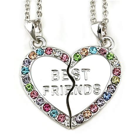 Best Friends Forever Bff 2 Piece Break Apart Heart Rhinestone Necklace Necklace Aliexpress