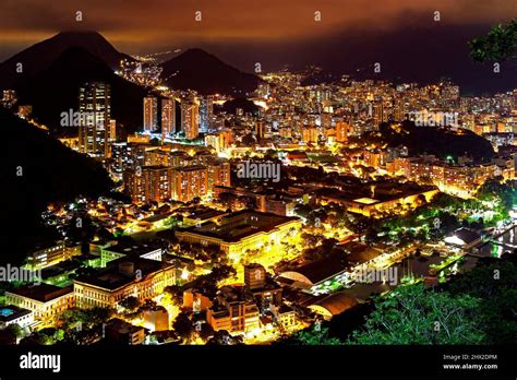 Night View Of The Top Of The Botafogo Neighborhood In Rio De Janeiro