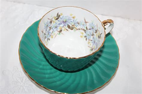 Aynsley Teacups Saucers Lot Of Matched Sets Emerald Green Etsy Canada