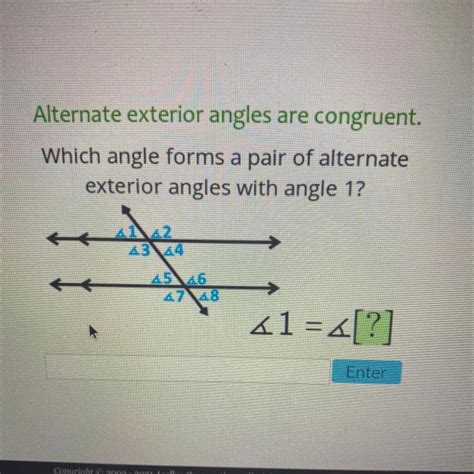 Alternate Exterior Angles Congruent Which Angle Forms A Pair Of