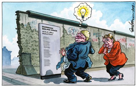 Merkel And Johnson At The Berlin Wall Cartoon Rbrexit