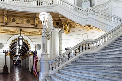 Pennsylvania State Capitol Ivory Stairs Stock Photo Download Image