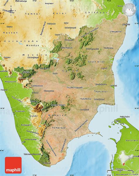 Satellite Map Of Tamil Nadu Physical Outside