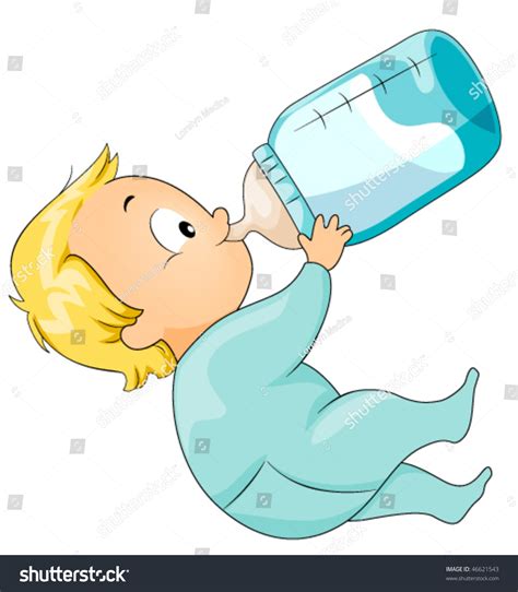 Baby Drinking Milk Bottle Vector เวกเตอร์สต็อก ปลอดค่าลิขสิทธิ์ 46621543