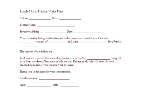 Looking for a free 30 day notice to vacate template so you can end your lease painlessly? Free Downloadable Eviction Forms | Sample 30-day Eviction ...