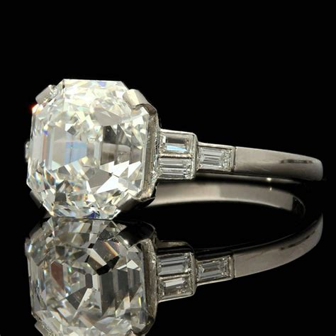 Stunning 409 Carat Asscher Cut Diamond Platinum Ring For Sale At 1stdibs