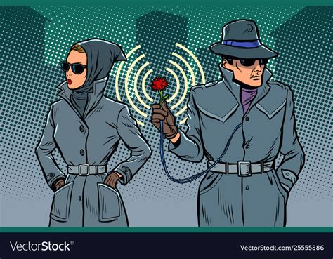 Man And Woman Secret Agents Spies Royalty Free Vector Image
