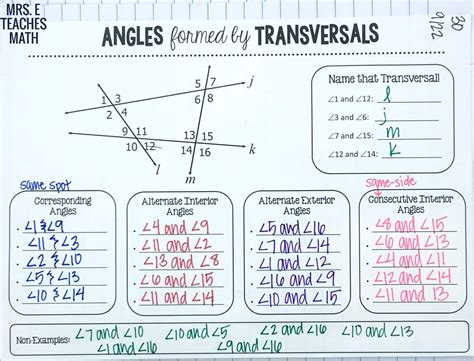Parallel Lines Cut By A Transversal Worksheets With Answers
