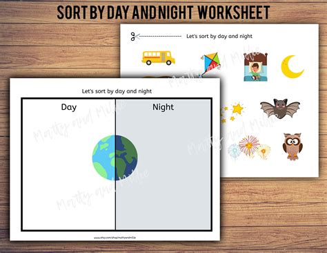 Sort By Day And Night Worksheet Busy Book Pages Preschool Etsy