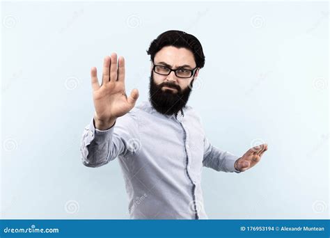 Man Doing The Stop Sign Stock Photo Image Of Serious 176953194
