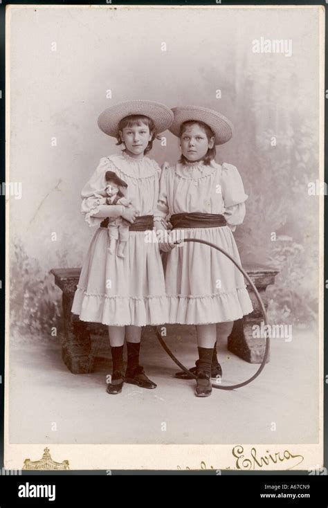 Girls Hoop Photo 1890s Stock Photo Alamy
