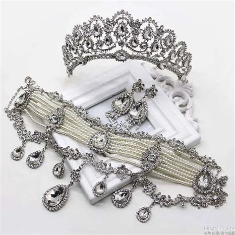 Luxury Large Set Of Bridal Wedding Jewelry Set Rhinestone Tiara