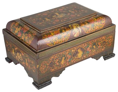 a qajar lacquered wood box persia 19th century with