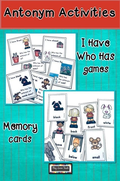 Antonyms I Have Who Has And Memory Card Games For Grades 1 3 Two