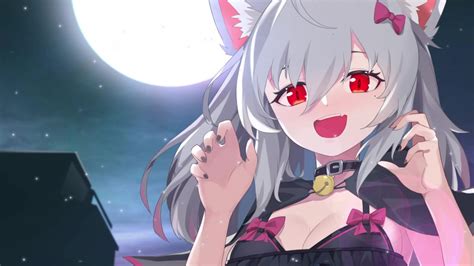 Cute Anime Wolf Girl With Moon Live Wallpaper Wallpaperwaifu