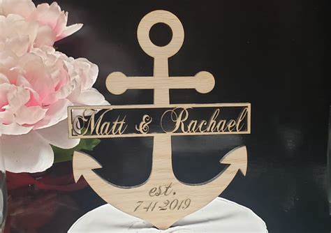 Personalized Anchor Wedding Cake Topper Nautical Wedding Cake Topper