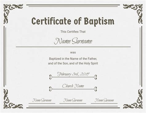 9 Certificate Of Baptism Template Template Free Download