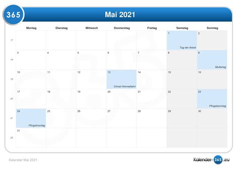 Kalenderblatt Mai 2021 Kalender Monate 2021 Als Pdf Excel Und Bild