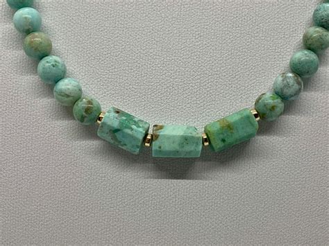 Peruvian Turquoise Necklace 16 Natural Peruvian Turquoise Gold