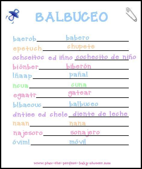 Juego Para Baby Shower Balbuceo Baby Shower Unisex Nombres Para