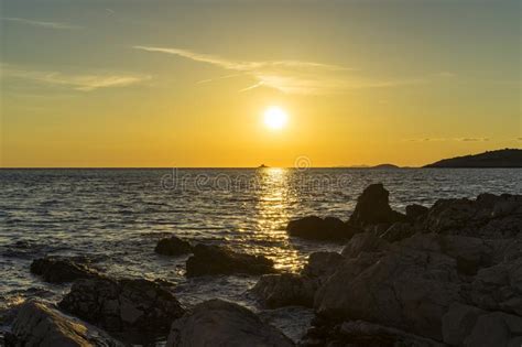 Beautiful Sunset At Adriatic Sea In Croatia Europe Stock Image Image