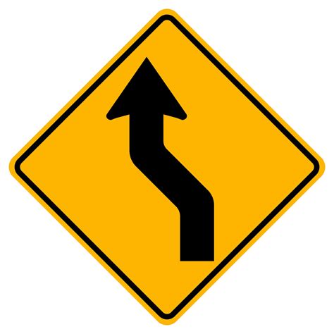 Curved Left Traffic Road Symbol Sign Isolate On White Backgroundvector