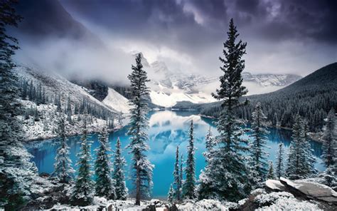 Download Wallpapers Moraine Lake Blue Glacial Lake Mountain Landscape