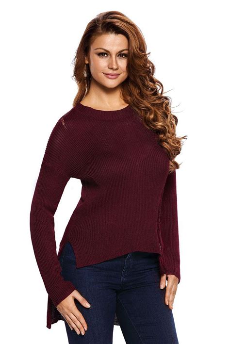 burgundy sheer knit tangled long tail sweater sweaters for women sweaters pullover designs