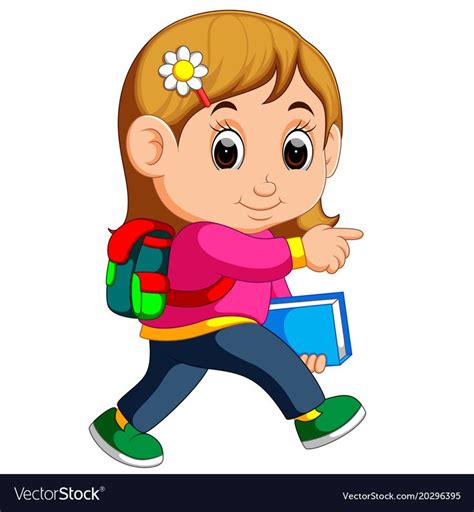 Illustration Of School Girl Cartoon Walking Download A Free Preview Or