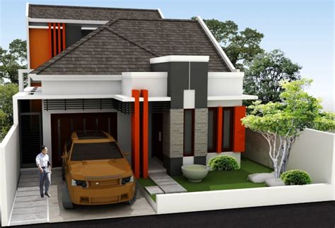 Pemasangan batu alam di area pagar depan rumah. Desain Rumah Minimalis 1 Lantai Sederhana dengan Batu Alam ...