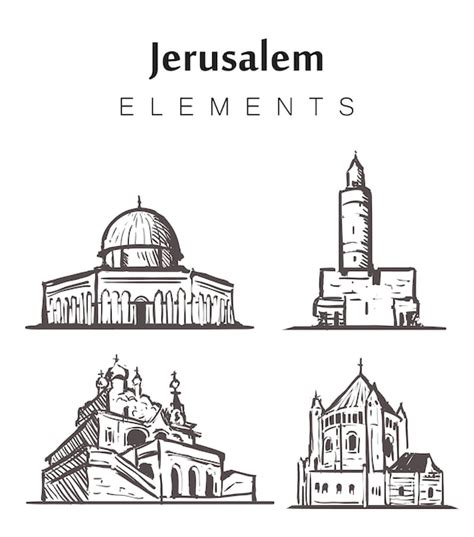 Premium Vector Set Of Hand Drawn Jerusalem Buildings
