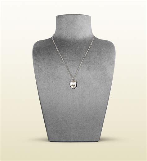 Gucci Heart Shaped Interlocking G Pendant Necklace In Silver Metallic