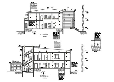 Bungalow Cross Section Drawing Dwg File Cadbull