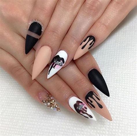 emmaceski ♡ nail art gel stiletto nail art cute acrylic nails acrylic nail designs nail art