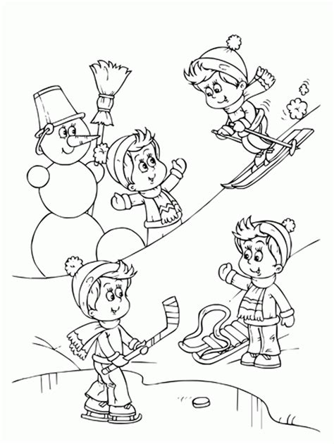 Color pictures of snowflakes, hats & mittens, snowmen, chilly. Coloring Pages Of Kids Skiing - Coloring Home