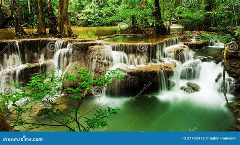 Paradise Waterfall Huay Mae Kamin Waterfall Stock Image Image Of