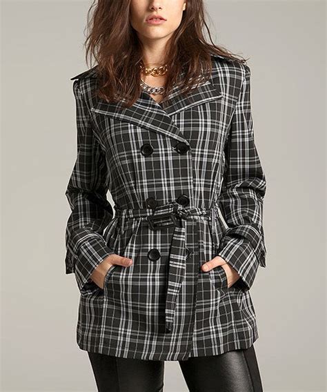 Look At This Black Plaid Double Breasted Trench Coat On Zulily Today