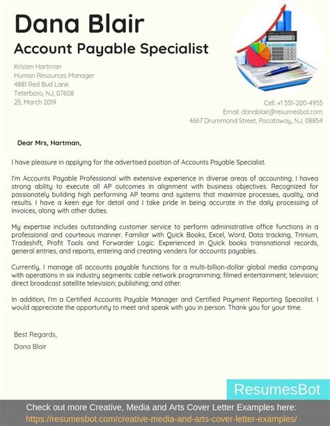 Jul 30, 2019 · saving your resume and cover letter as a pdf will ensure that the formatting stays the same, even if the employer uses a different word processing program or operating system. Accounts Payable Specialist Cover Letter Samples ...