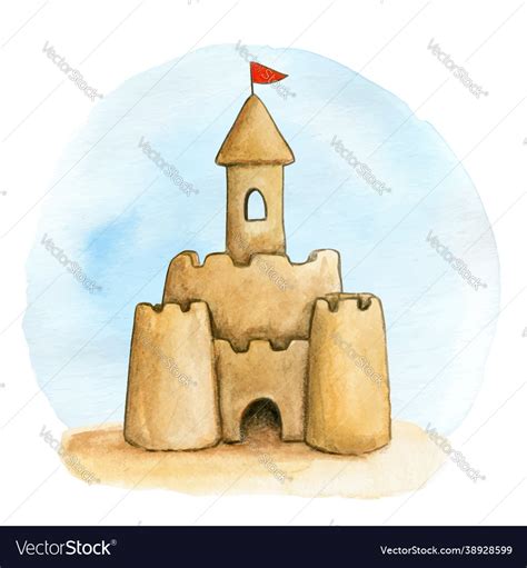 Watercolor Sand Castle Royalty Free Vector Image