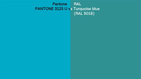 Pantone 3125 U Vs Ral Turquoise Blue Ral 5018 Side By Side Comparison