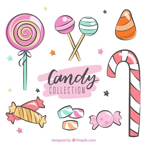 Premium Vector Colorful Candies Collection In Hand Drawn Style