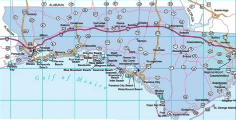 Road Map Of Florida Panhandle Map Vector