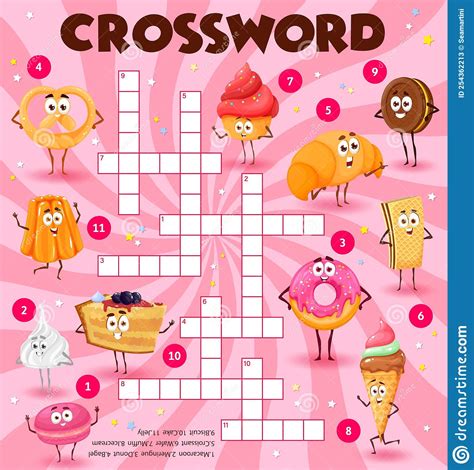 Cartoon Sweets And Desserts Crossword Puzzle Game Stock Vector