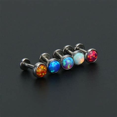1pcs Fire Opal Earrings Studs Triple Helix Piercing Surgical Steel