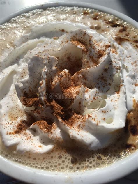 Cappuccino With Whipped Cream Stock Image Image Of Served Delicious