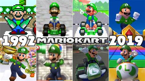 Evolution Of 1st Place Luigi In Mario Kart Games 1992 2019 Youtube