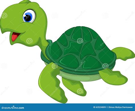 Happy Sea Turtle Cartoon Stock Image 63524809