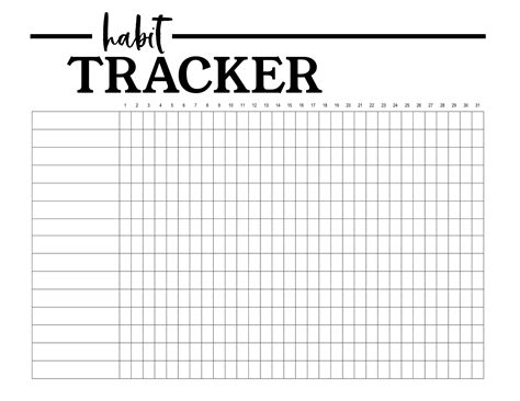 Printable Habit Tracker Template
